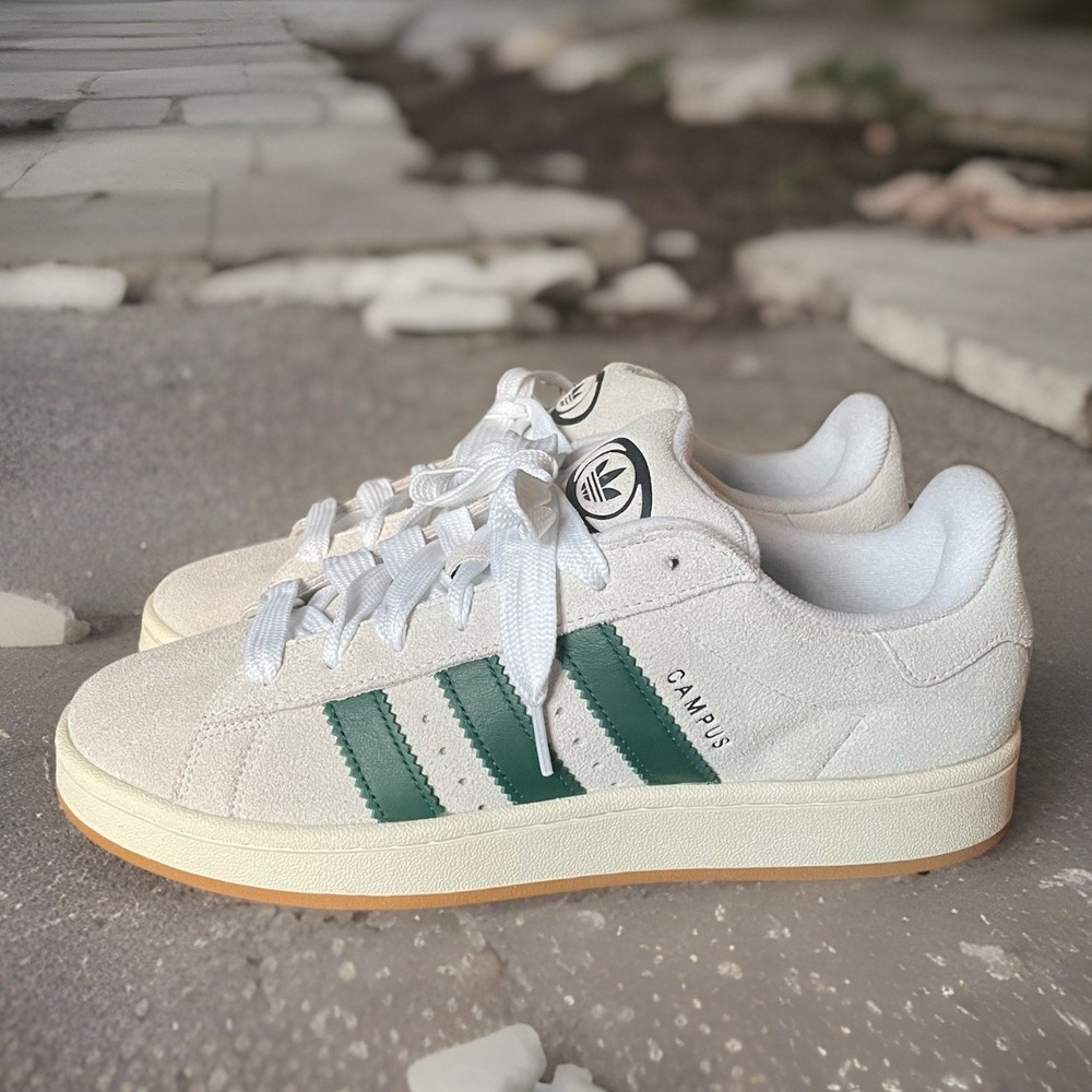 NWT Mens 10.5 ADIDAS Campus Originals 00s Shoes JR1647 Crystal White Green Suede